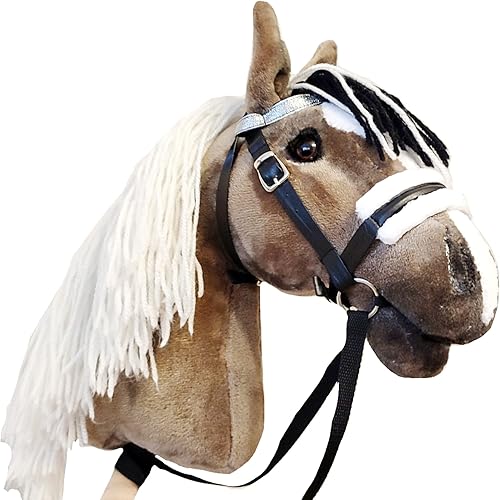 Miniatura 6 de Caballo de palo marrón A3  Cabeza de caballo realista en un palo  Caballo de palo con brida