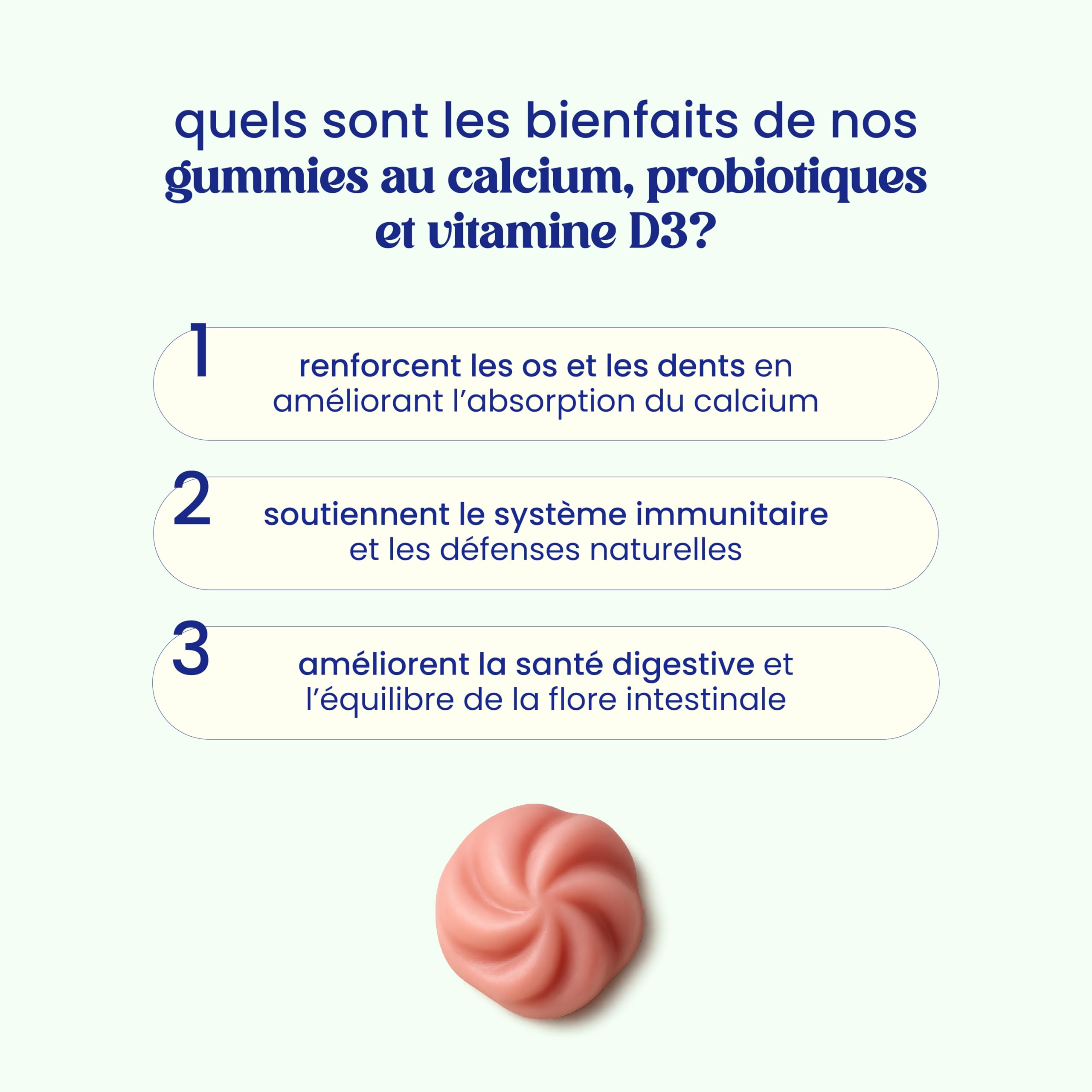 Jelly Pills Gummies calcium avec vitamine D3, K2 et probiotiques - 70 gummies véganes - sans sucres ajoutés - goût fraise - os, dents & digestion
