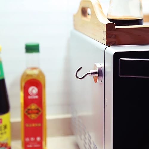 Vista 326 de Neosmuk Ganchos magnéticos resistentes, imanes fuertes con gancho para refrigerador, ganchos industriales súper resistentes de neodimio para colgar