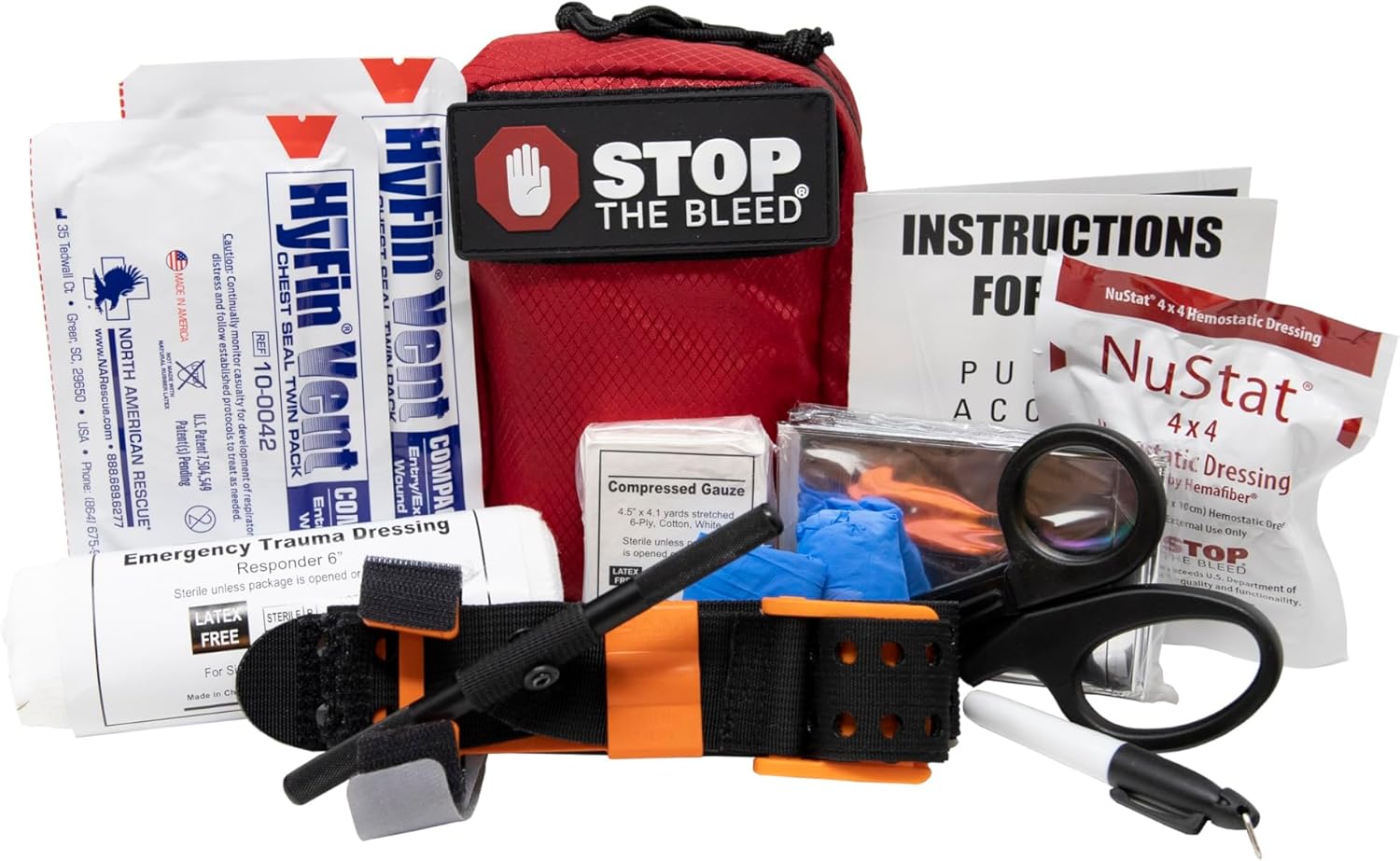 True Rescue Stop The Bleed Kit, Individual with Tourniquet and Hemostatic Dressing