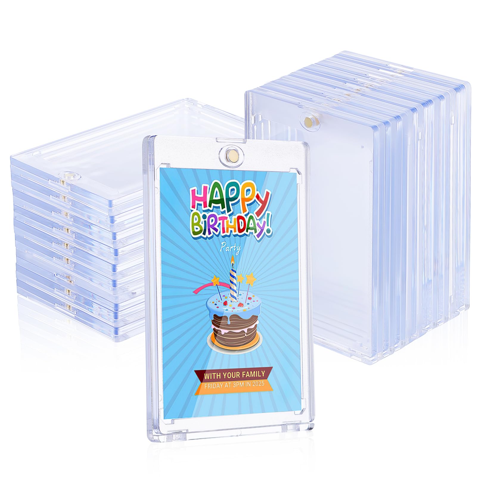 Alasum 18 Pezzi Custodie Magnetiche per Carte Collezionabili in Ps, Trasparenti e Resistenti, Protezione per Carte da Gioco e Sportive