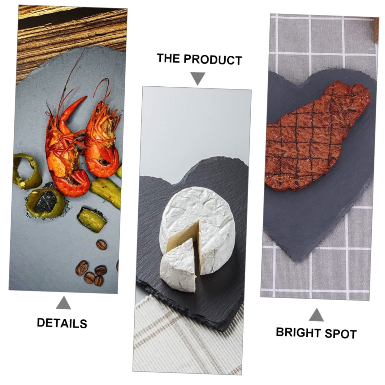 Mobestech Plato Grande de Pizarra Negra Forma de Corazón para Servir Bistec y Aperitivos, Reutilizable y Fácil de Limpiar, Adecuado para Cenas Obsequios