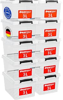 ATHLON TOOLS 10er Set 3l Aufbewahrungsbox mit Deckel klein - 100% Lebensmittelecht BPA frei - Plastikbox mit Deckel stapelbar - Aufbewahrung & Ordnung - Kunststoff Stapelboxen aus Neumaterial