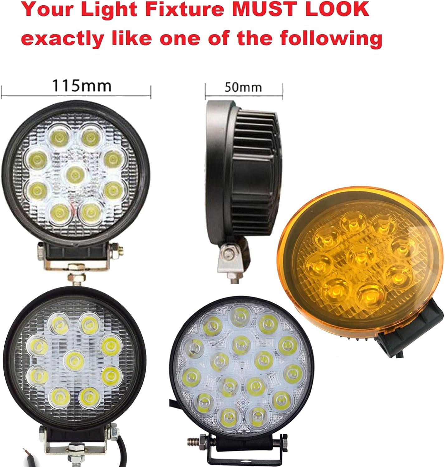 2Pcs 4inch Led Round Light Covers Led Work Light Bar Amber Covers for 4.5" Round Light Off Road Fog Driving Pods Roof Bar Bumper Lights Lens Protective Cover Dustproof Waterproof for SUV Truck ATV 4x4