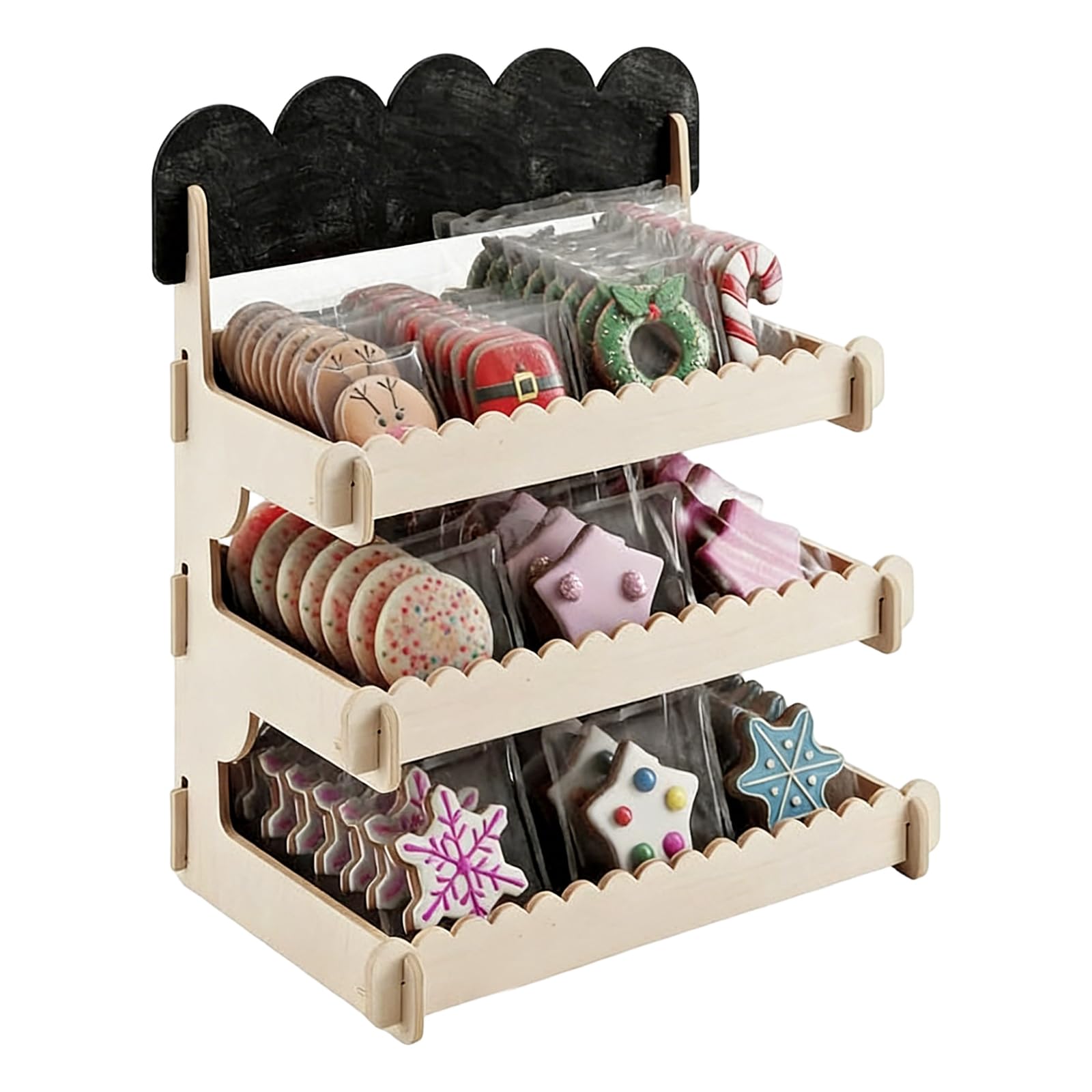 Tsophreniq Wood Cake Stand with Sturdy Thick Base and Customes Chalkboard for Secure Dessert Presentation in Parties and Cafes Bakery Display Stand