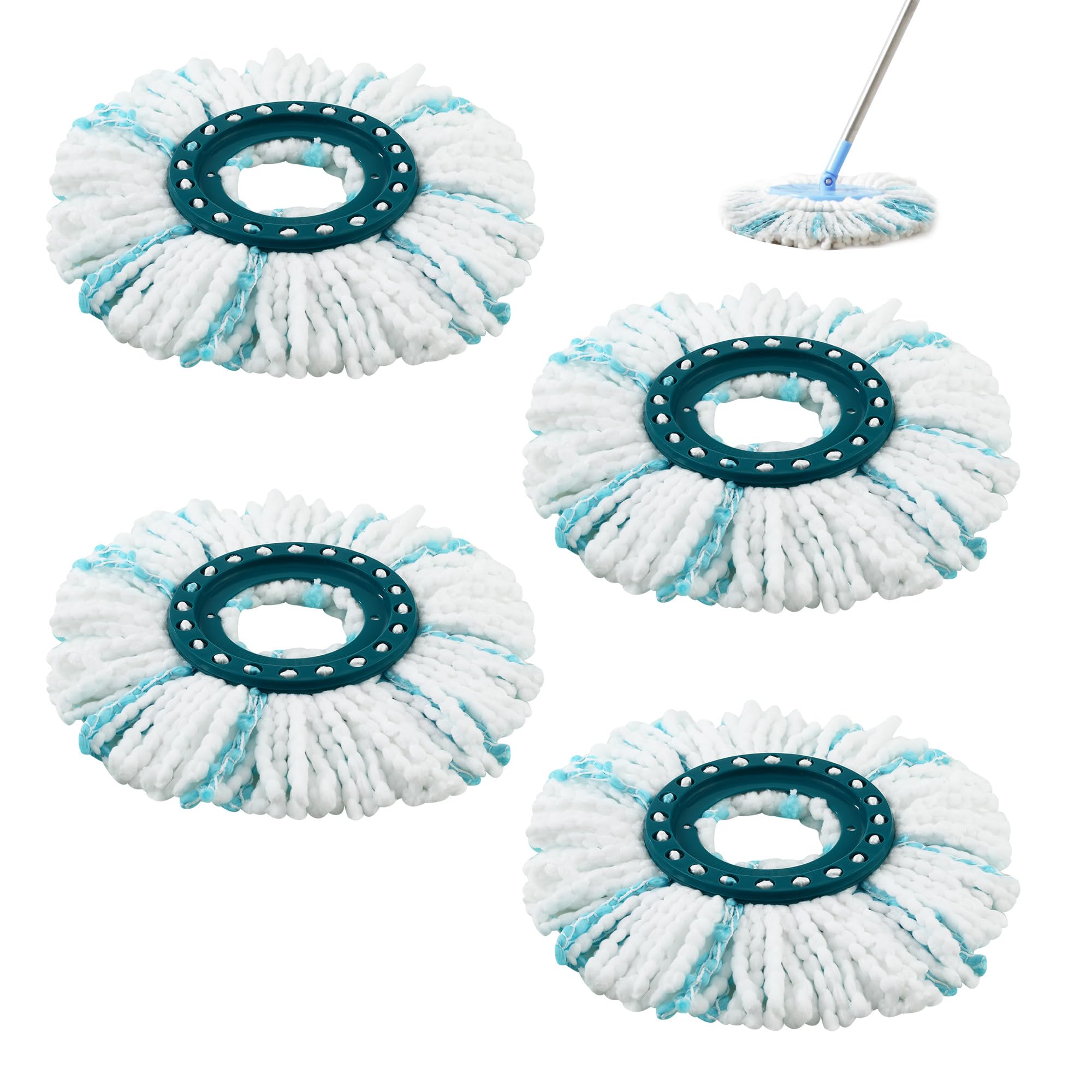 HAOYULUO 4 têtes de rechange utilisées pour Leifheit Clean Twist Mop ,blanc,pour tous les types de sols