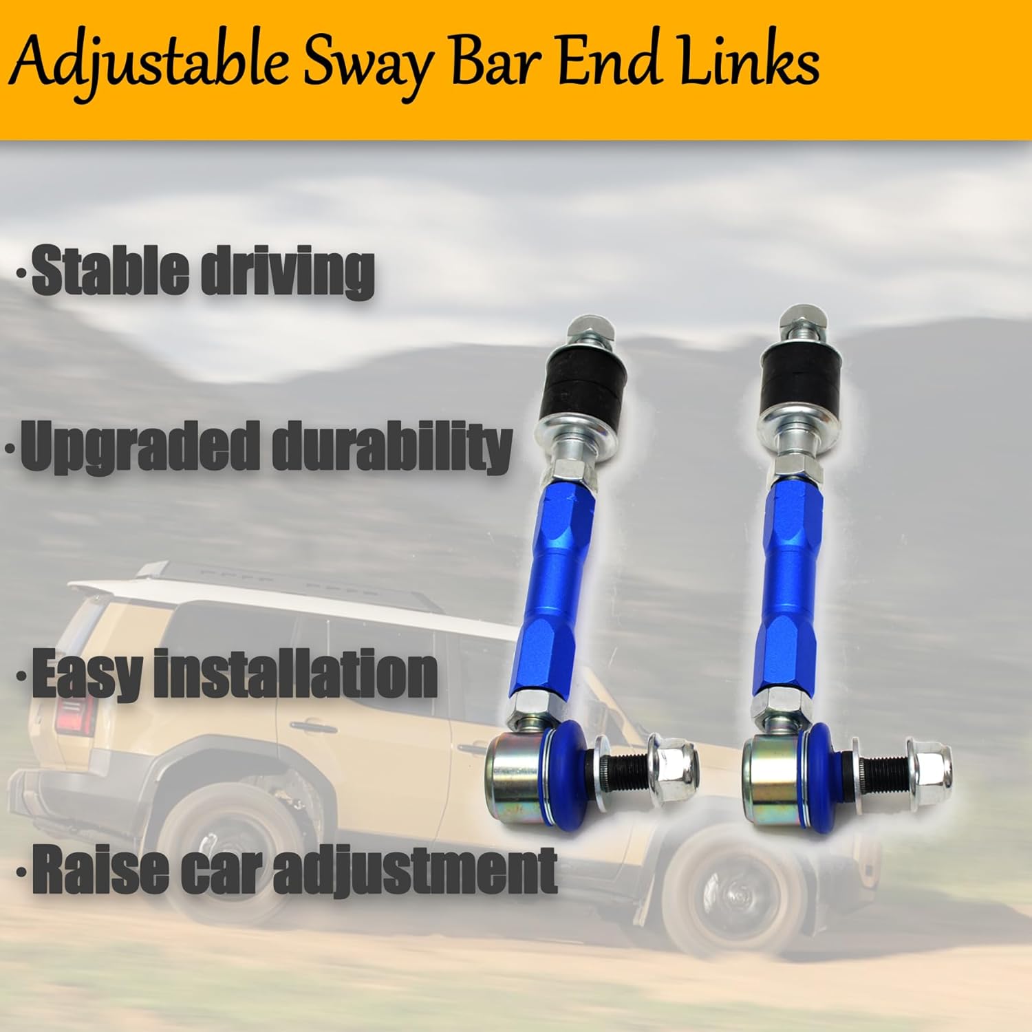165mm -210mm Adjustable Rear Sway Bar End Links Kit Fit for FJ CRUISER 2006-2018 / LAND CRUISER PRADO 120 150 2002-2025 / Lexus GX470 2003-2009，Heavy Duty Steel Suspension Stabilizer Link Set