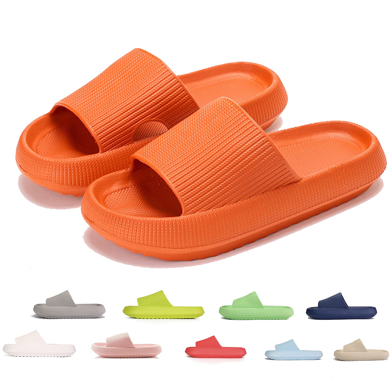 Pillow Slippers for Women,Rosyclo Shower Massage Bathroom Non-Slip Slipper Platform Shoes,Quick Drying Thick Sole Open Toe Beach Sandals,Super Soft Foam Comfortable Indoor Home Slide Slippers