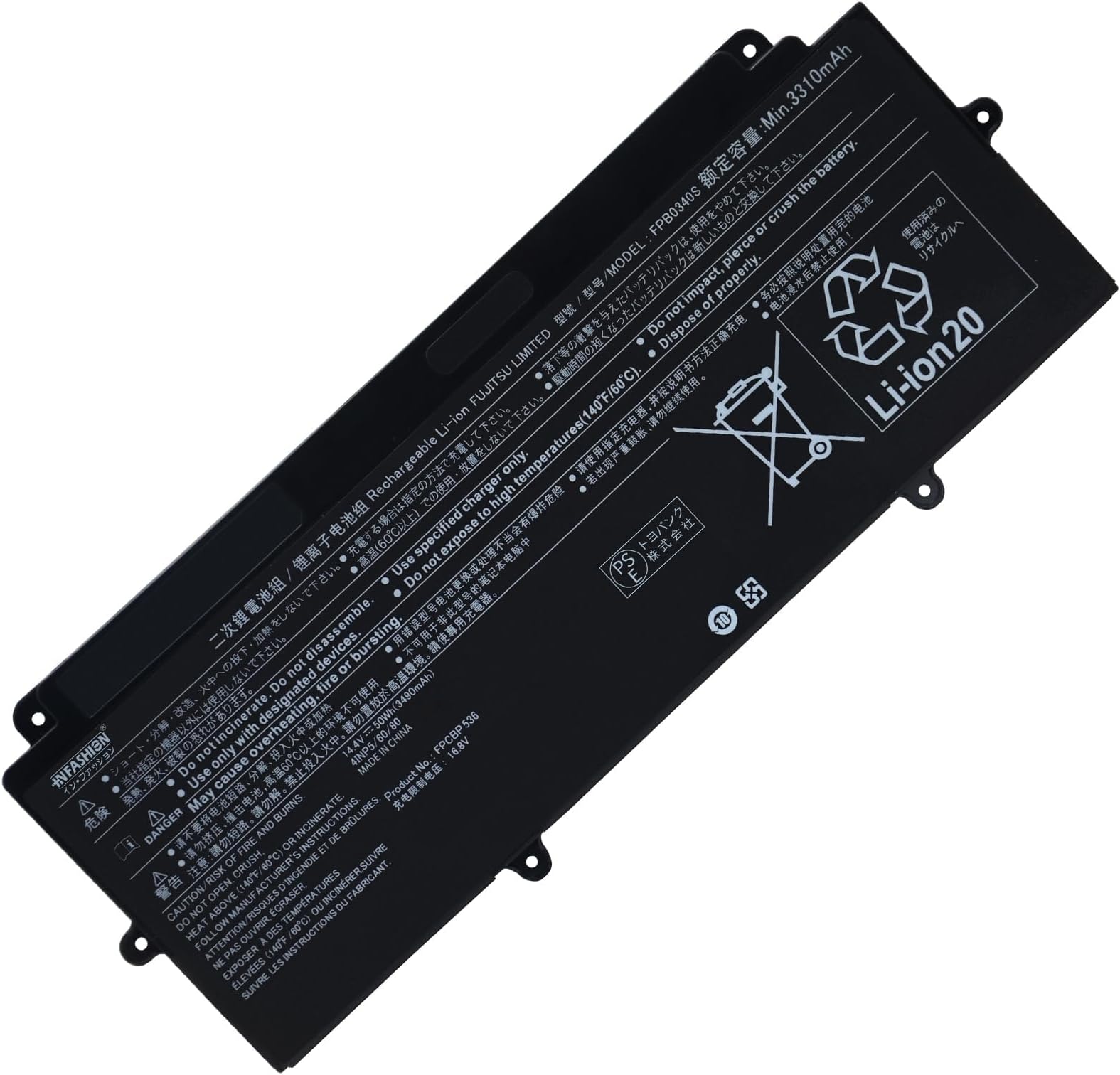 Batteria Per Notebook Fujitsu LifeBook U937 U938 U939 U9310 Series, 50Wh, 14.4V, Compatibile Con FPB0340S FPCBP536, Garanzia 18 Mesi
