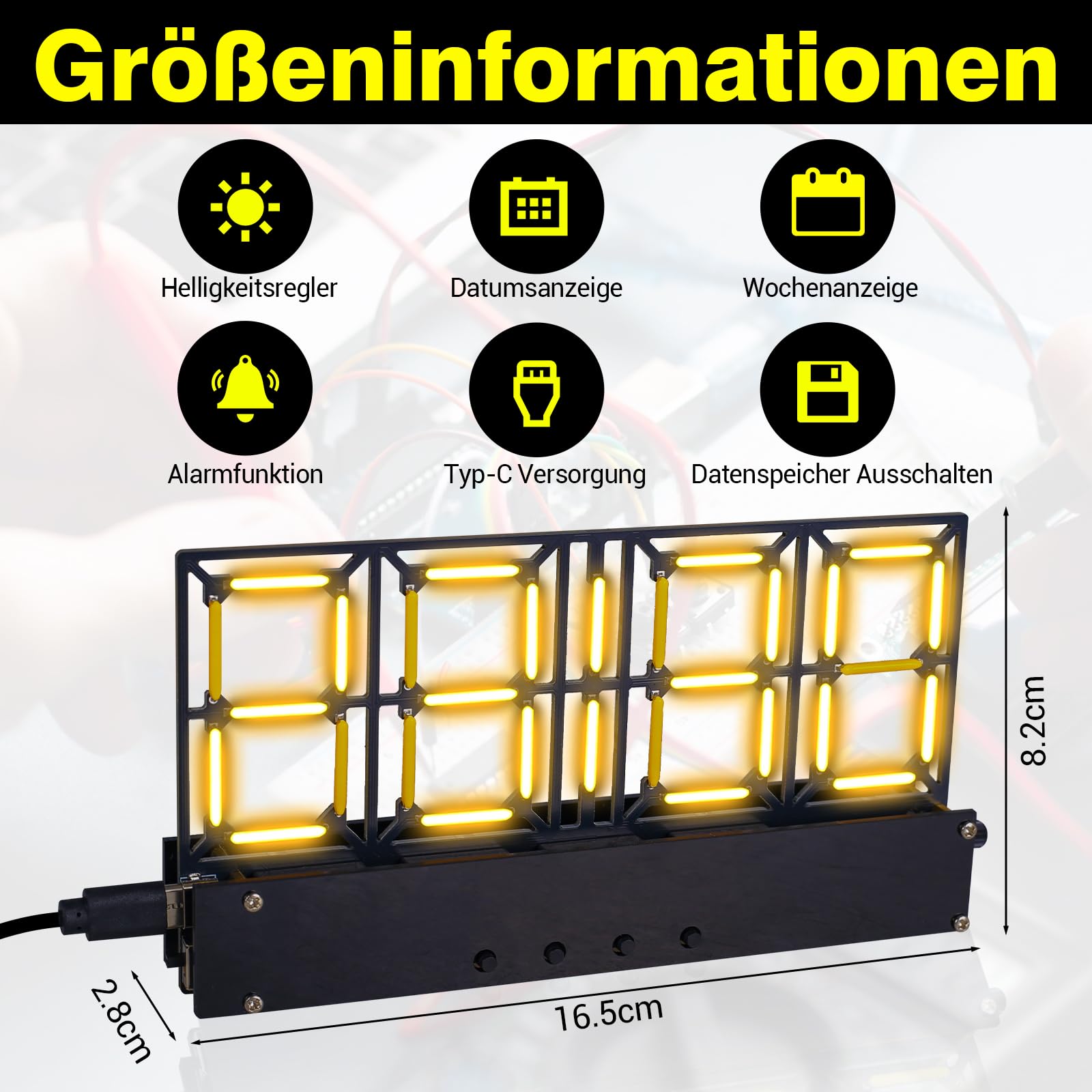 Kit Orologio Digitale con Display LED 4 Cifre - Kit Saldatura per Principianti, Luminosità Regolabile, Visualizzazione Data/Settimana, Pratica Elettronica Fai da Te per Appassionati