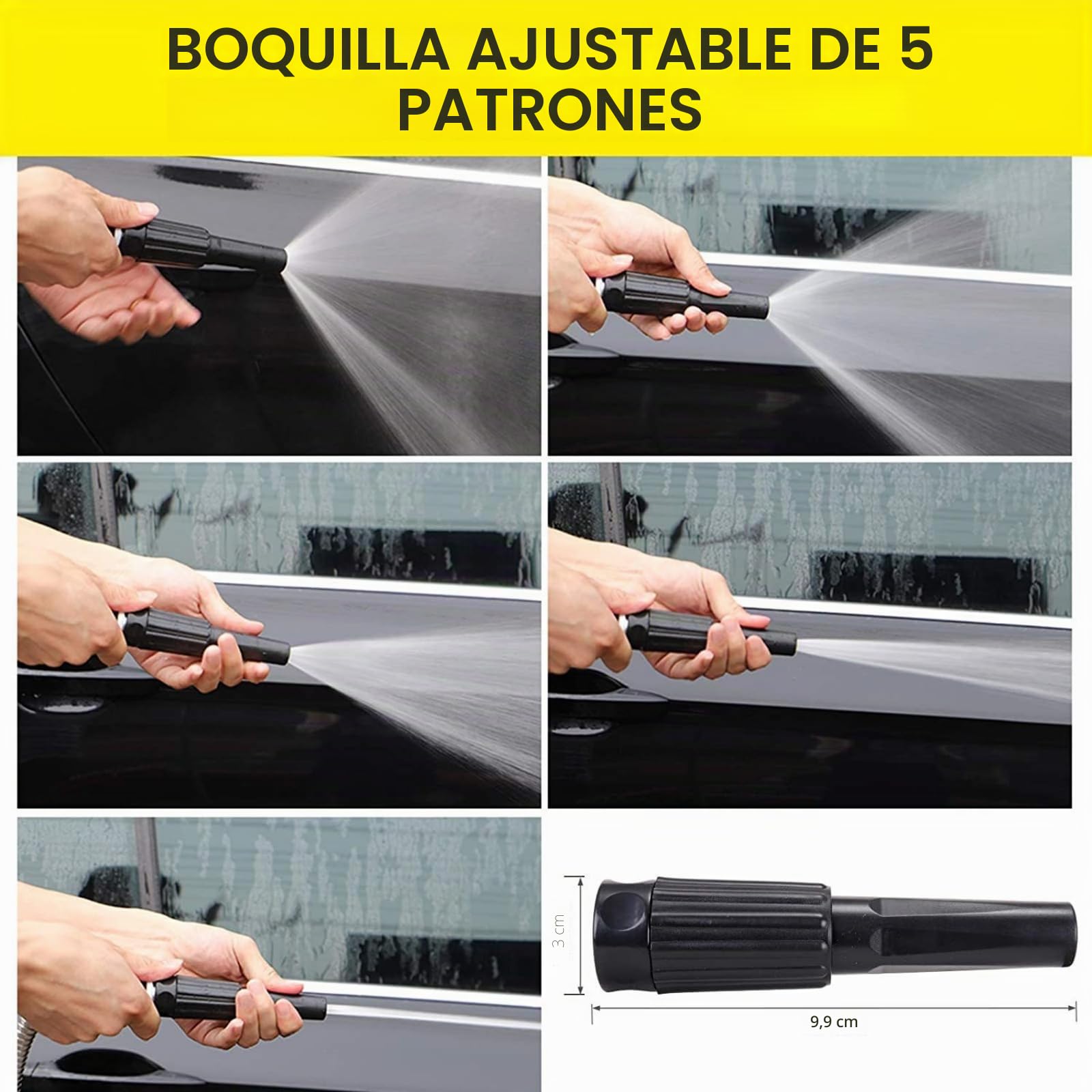 Manguera Extensible 7 Funciones, Manguera Jardin Flexible Ligera de Acero Inoxidable 14MM para Riego de Jardín, Regar, Limpiar, Lavar Coche, Regar, Bañar Mascotas (50FT)