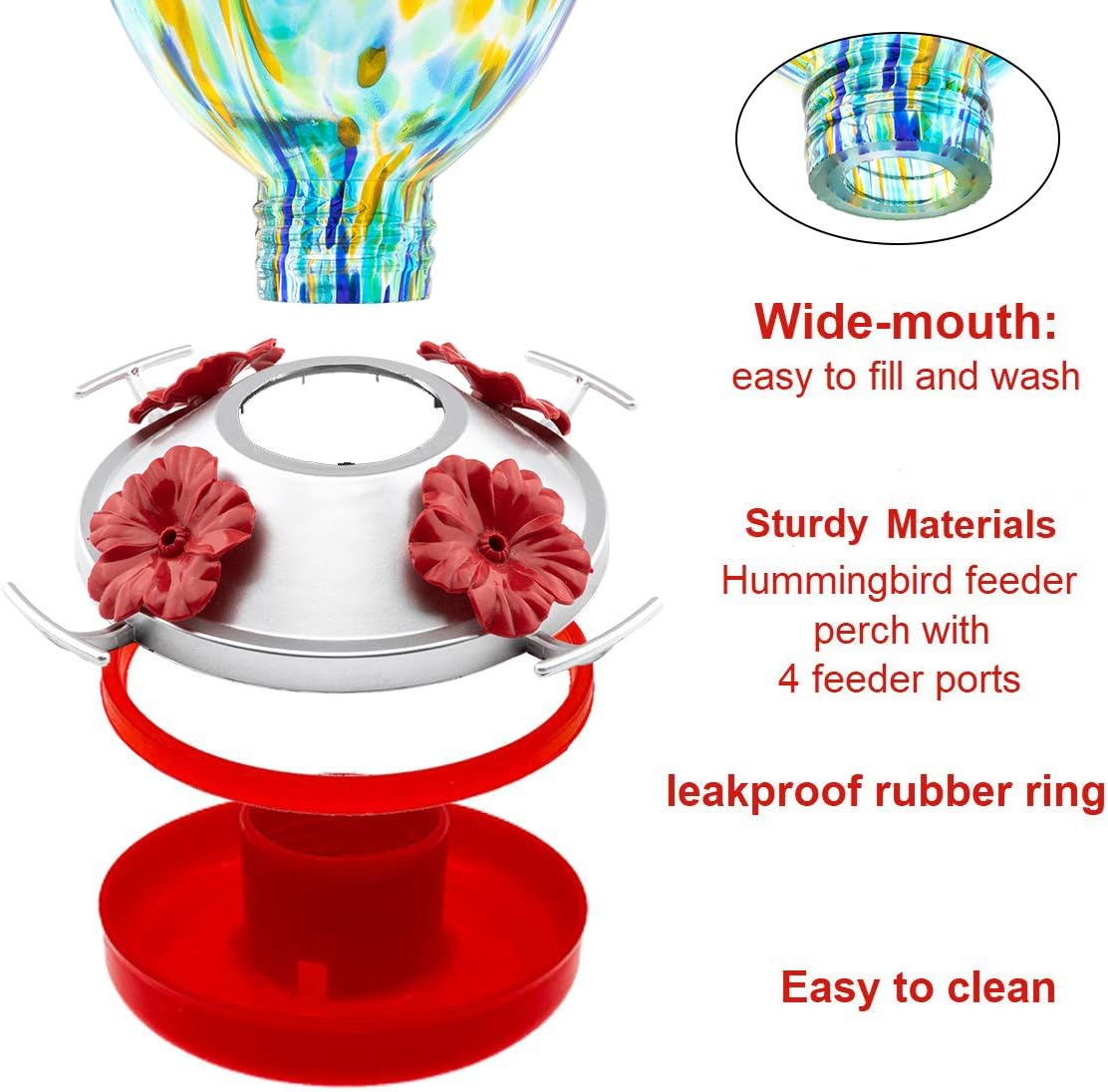 REZIPO Hummingbird Feeder with Perch - Hand Blown Glass - Light Green - 38 Fluid Ounces Hummingbird Nectar Capacity Include Hanging Wires and Moat Hook : Patio, Lawn & Garden