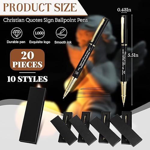 Miniatura 8 de 20 juegos de bolígrafos cristianos, versículos bíblicos, con citas inspiradoras grabadas con cajas, bolígrafo religioso para el día del padre,