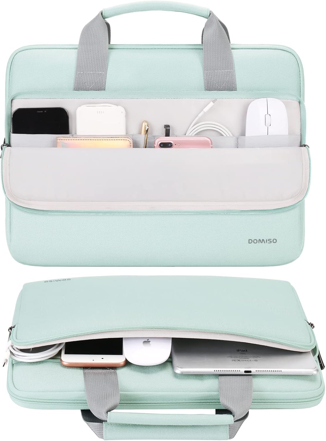DOMISO 17 inch Laptop Sleeve Protective Case Cover Compatible with 17-17.3 inch HP Dell ASUS Lenovo Chromebook,Waterproof Computer Cases Bag with Handle,Mint Green