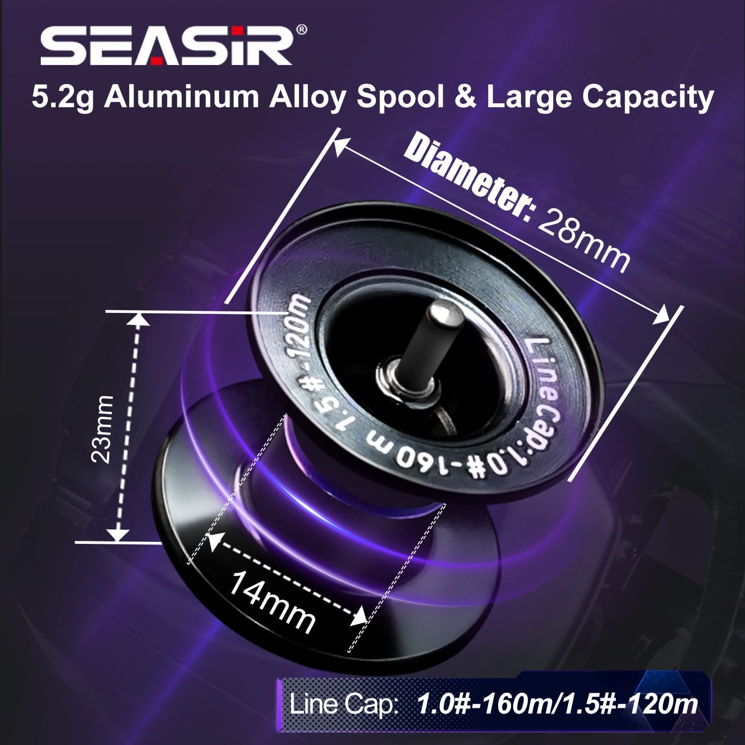 SEASIR ZeroVX Baitcasting Reel, 4.7oz Ultralight Fishing Reel Casting, Freshwater Baitcaster Reel, Carbon Fiber Washer, Max Drag 9LB, 7.6:1 Gear Ratio, 6+1 Shielded Ball Bearing