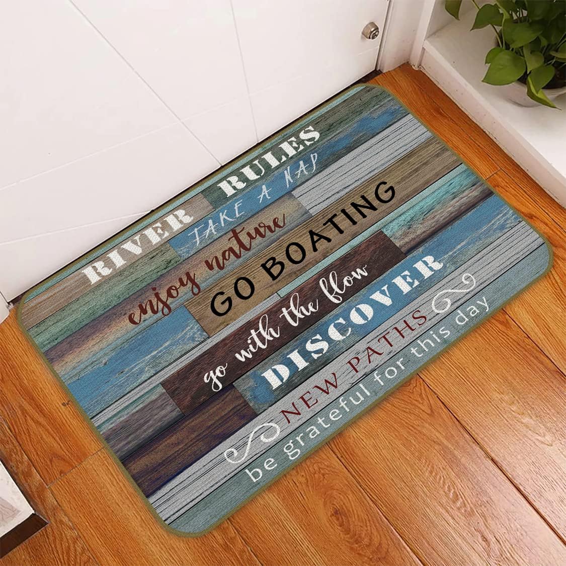 UINHMOP 17''×30'' River Rules Take A Nap Go Boating Decorative Doormat,Funny River Floor Mats, Farmhouse Decor for Home Front Door Porch Outdoor Indoor River House Porch,River Lovers Gift