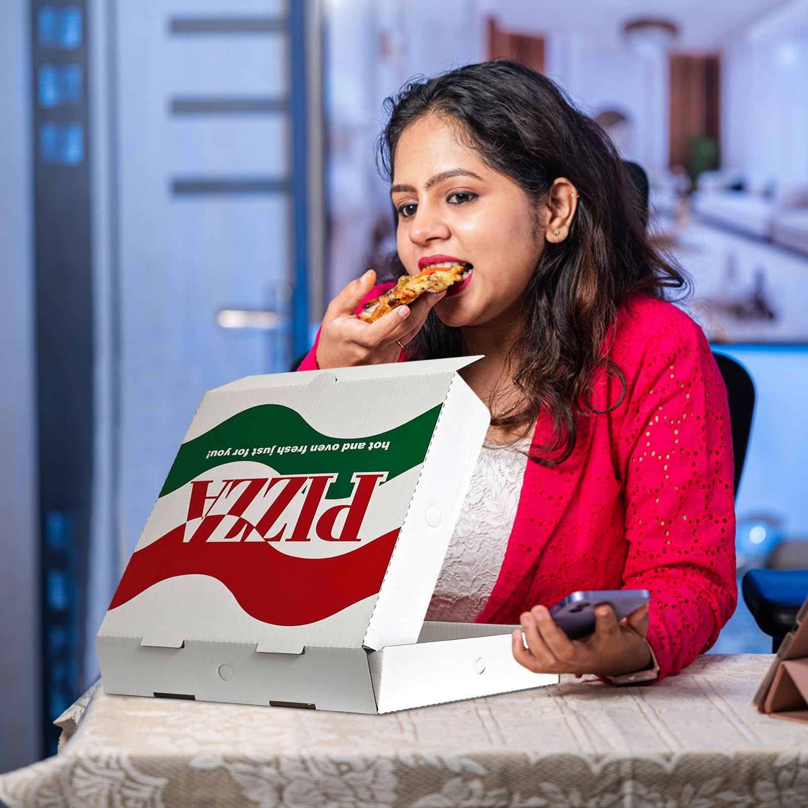 15 cajas de pizza corrugadas de papel kraft blanco de 8.4 x 8.4 x 1.7 pulgadas, cajas de almacenamiento ventiladas para llevar, adecuadas para cajas de pizza personales