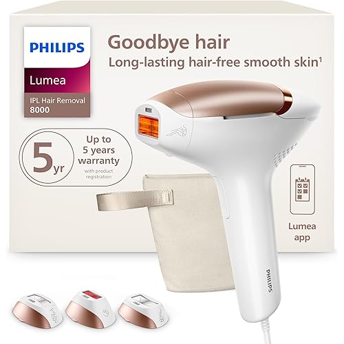 Philips Lumea 8000 Series IPL Hair Removal Device - Alternative to Laser Hair Removal, SenseIQ Technology and Lumea App, 3 Attachments for Body, Face, and Precision, for Women & Men, BRI937/03