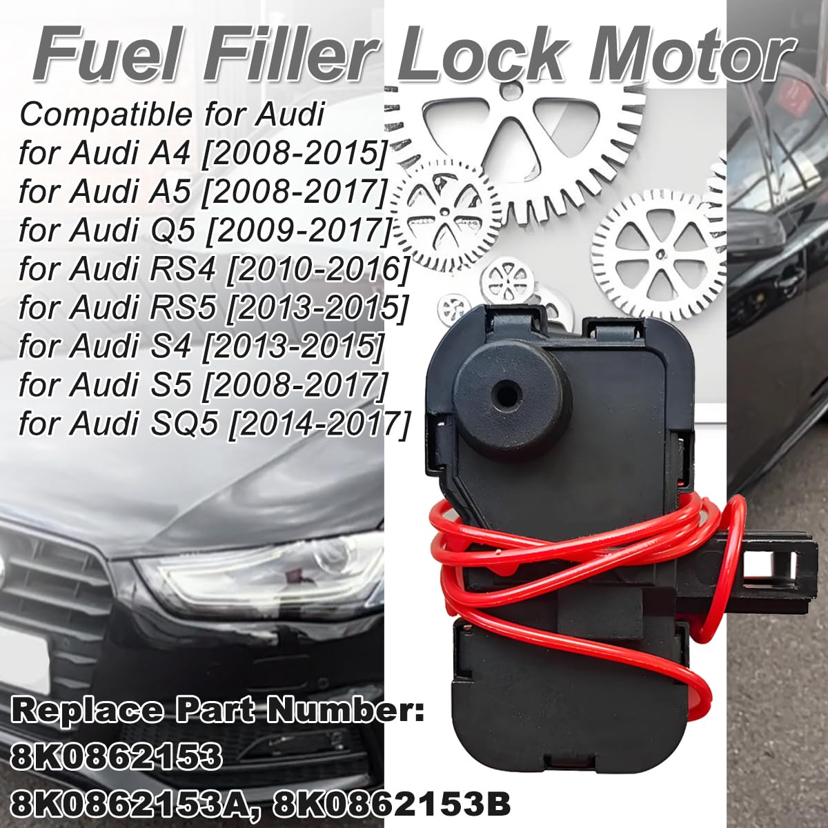ZAMDOE 8K0862153H Actuador de Bloqueo del Motor Tapa Puerta del depósito de Combustible Coche para Audi A4 S4 A5 Coupe Q5 B8 8R RS4 RS5 S5 SQ5 Allroad Quattro Coupe para VW G-olf T-ouareg