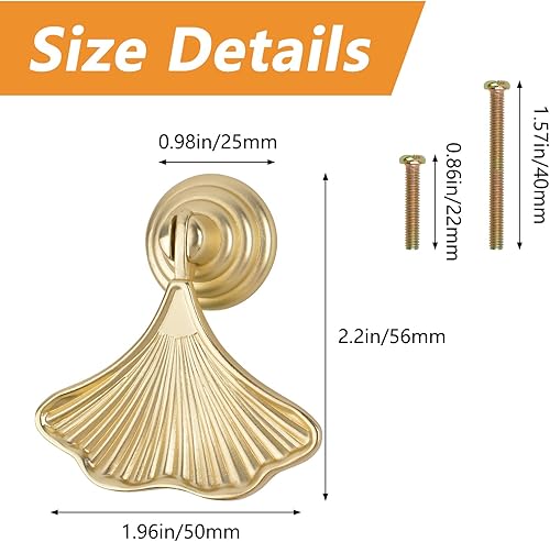 Miniatura 9 de MOROBOR Ginkgo - Manijas de perilla en forma de hoja, 2 piezas de manijas colgantes de gota de plata brillante, cajón de hardware con un solo
