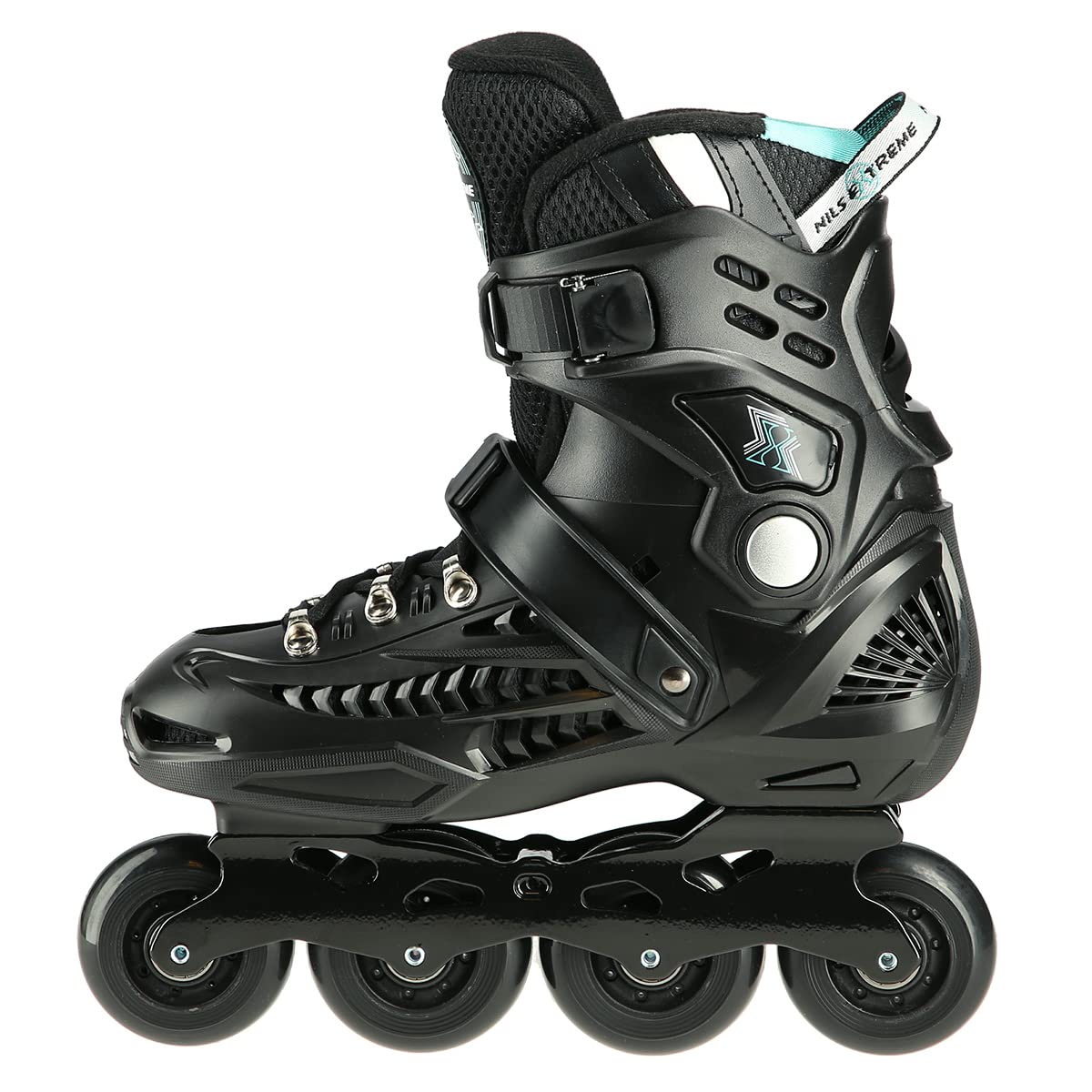 Nils Extreme Pattini in linea per uomo e donna, pattini in linea ABEC9, cuscinetti a sfera per adulti, ruote da 85 A, pattini in linea bianco e nero, NA20001