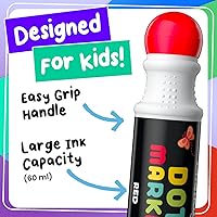 Vista 2 de Chalkola 6 Marcadores de Puntos Lavables para Niños Pequeños de 1 a 3 años Rotuladores de Bingo No Tóxicos para Niños Pequeños de 2 a 4 años