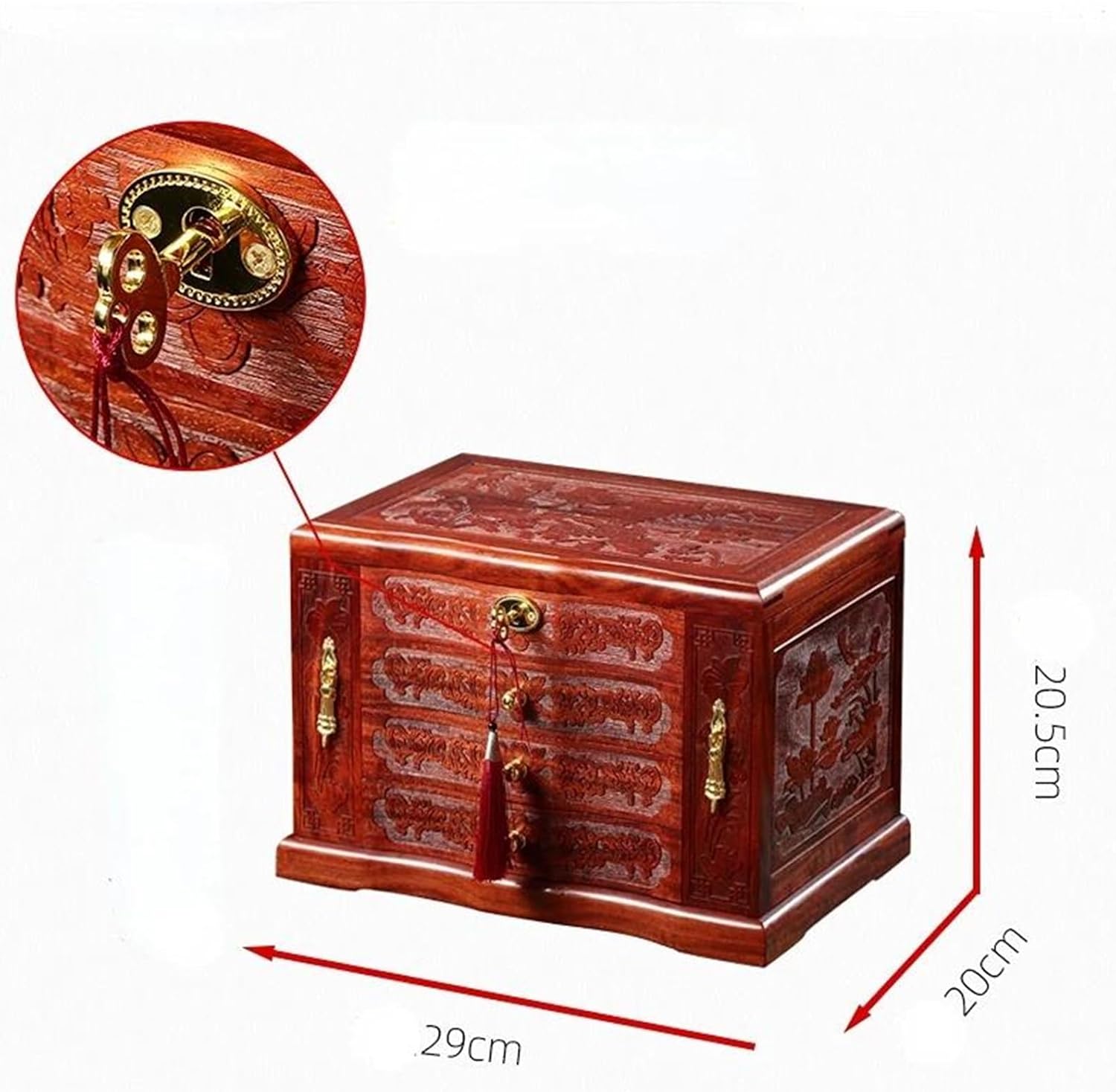 宝石箱 10層木製収納ジュエリーケース 引き出し付き 特大ジュエリー