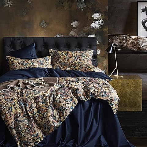 Cupocupa Duvet Cover Queen Size Set Boho Floral Pattern Duvet Cover Queen for Queen Size Bed Vintage Soft Bedding Leaf Print Paisley Duvet with Pillowcases