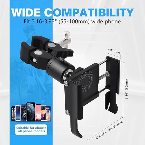 Miniatura 4 de Soporte de teléfono con abrazadera para carrito de golf, soporte universal de metal para manubrio, abrazadera de montaje para golf, cochecito,