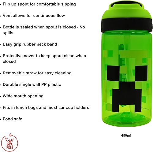 Miniatura 4 de Minecraft Botella de agua Creeper Atlantic  Niños y niñas  Adultos  Trabajo de oficina escolar  Multi  Paquete de 15.2 fl oz migrado