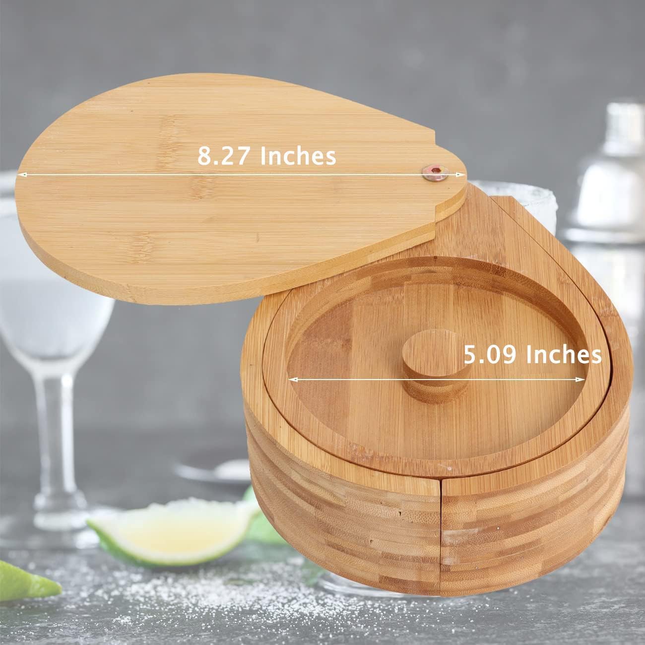 Exylixor Margarita Salt Rimmer Set - 3-Tier Bamboo Glass Rimmer With Lemon Sponges For Cocktails