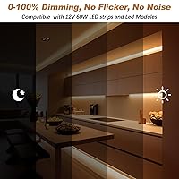 Vista 3 de Controlador LED regulable de 12 V, transformador LED Triac ELV/MLV de 60 W compatible con interruptores Lutron y Leviton, fuente de alimentación LED