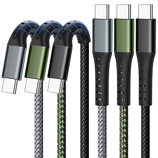 DFLASHS 3-Pack 3FT 60W Type C to Type C Nylon Braided USB C Fast Charging Cable for S23 Ultra/A14/S23/A54, iPhone 16/Pro Max, iPhone 15/Pro Max, Pixel 8 7, Redmi, iPad Pro, MacBook Pro and More (3FT) - Amazon product rated Grade A