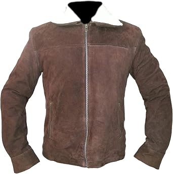 Mans Rick Grimes TWD Jacket Andrew Lincoln Cafe Racer Brown Suede Leather Jacket