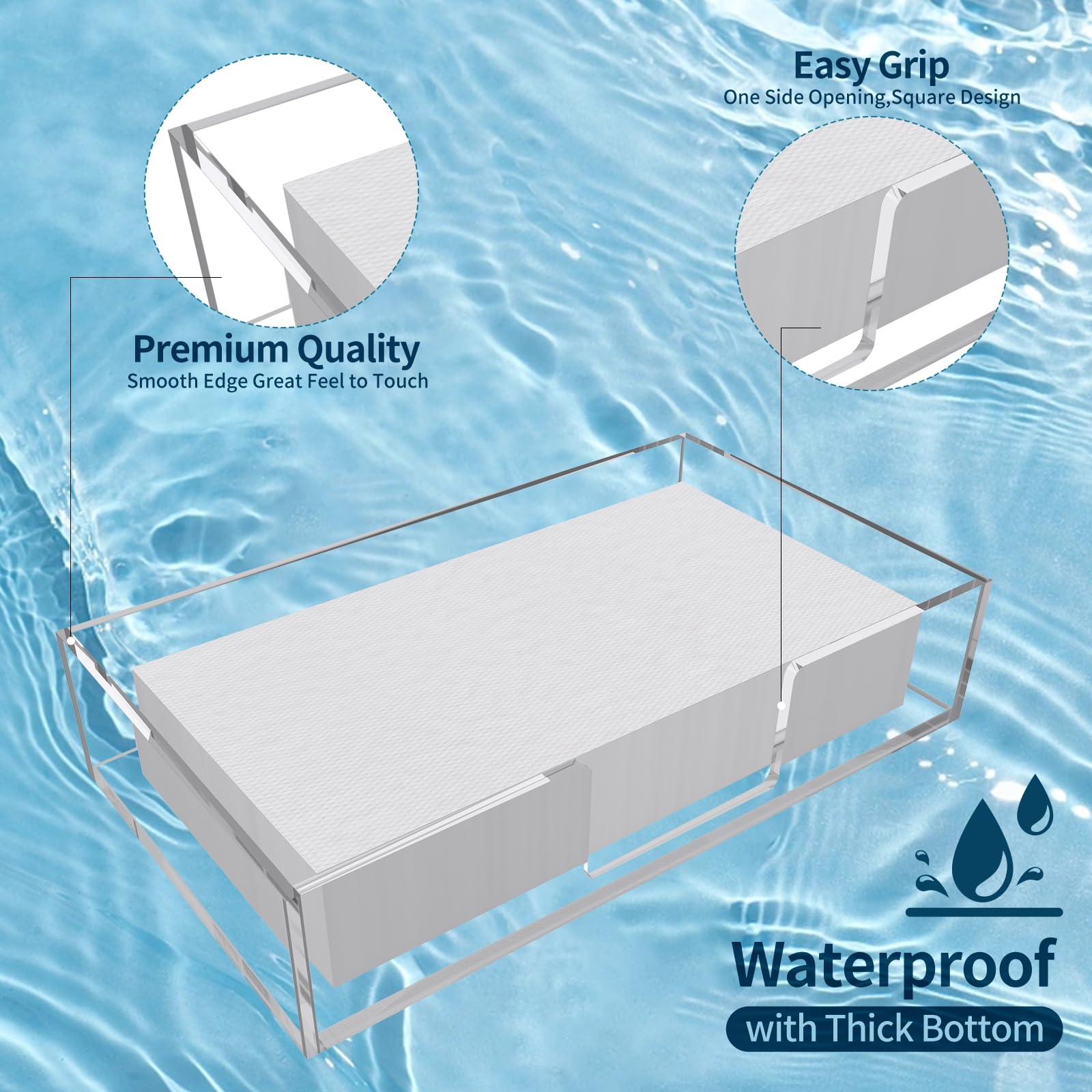 Servilletero acrílico para toallas de invitados, bandeja de almacenamiento de toallas de mano de papel transparente para baño, cocina, fiestas, bodas, dispensador de servilletas moderno vertical para