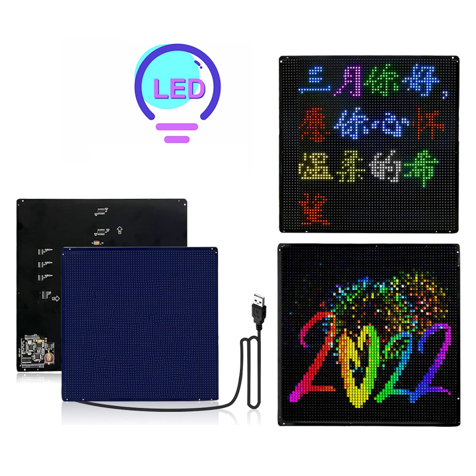 Znak Reklamowy LED Kolorowy Wyświetlacz LED Panel Przewijania Programowalny do Promocji Biznesowych 250x250mm