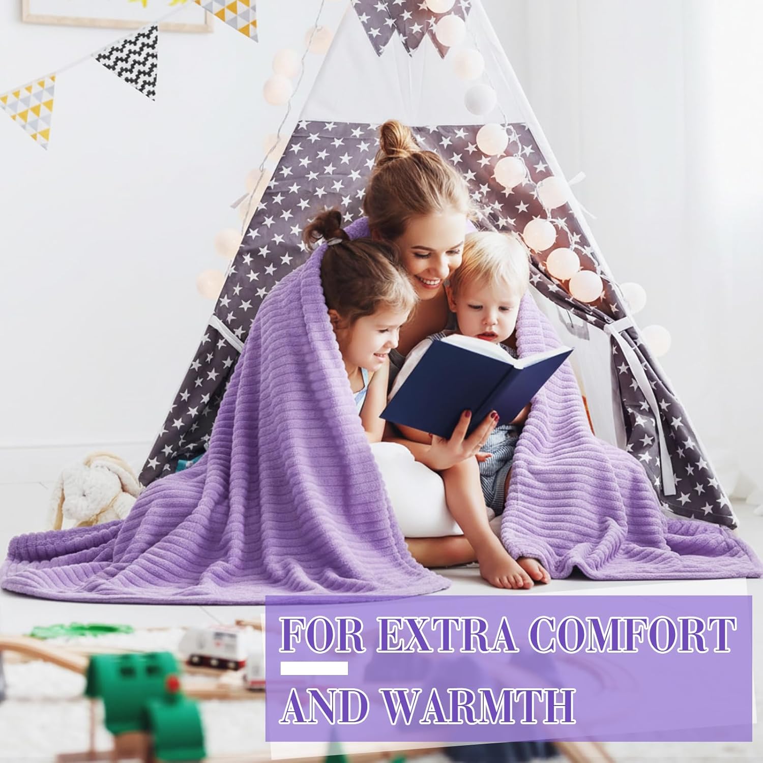 Buryeah 12 Pcs Flannel Fleece Sleepover Blanket Bulk for Girl Galentines Party 40x60 Inch Oeko-tex Standard Soft Throw Blanket Mattress Pajamas Spa Slumber Wedding (Lavender Purple Gradient Set)