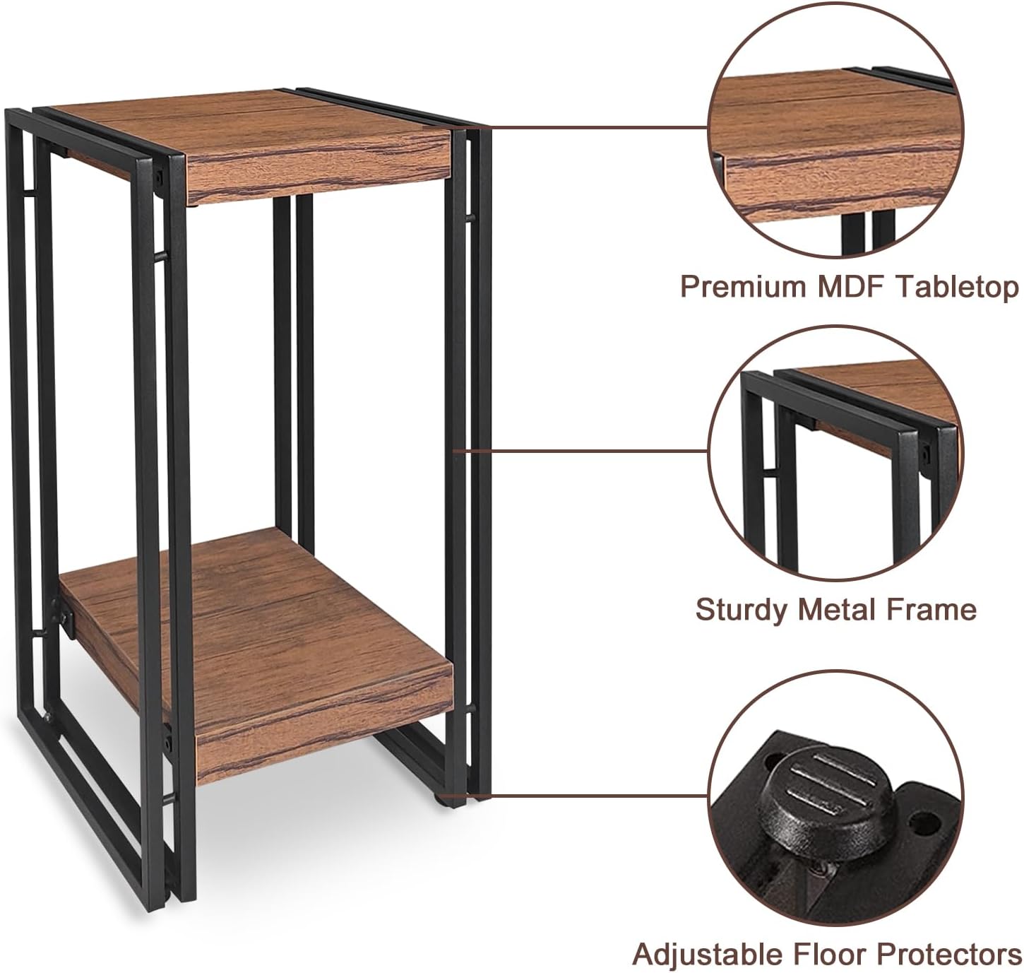 22 inch Plant Stand Table, 2 Tier Plant Shelves Indoor Flower Pots Stand Holder Modern Corner Plant Stand Rack Shelves Square Plant Tables for Office Living Room, Balcony,Brown