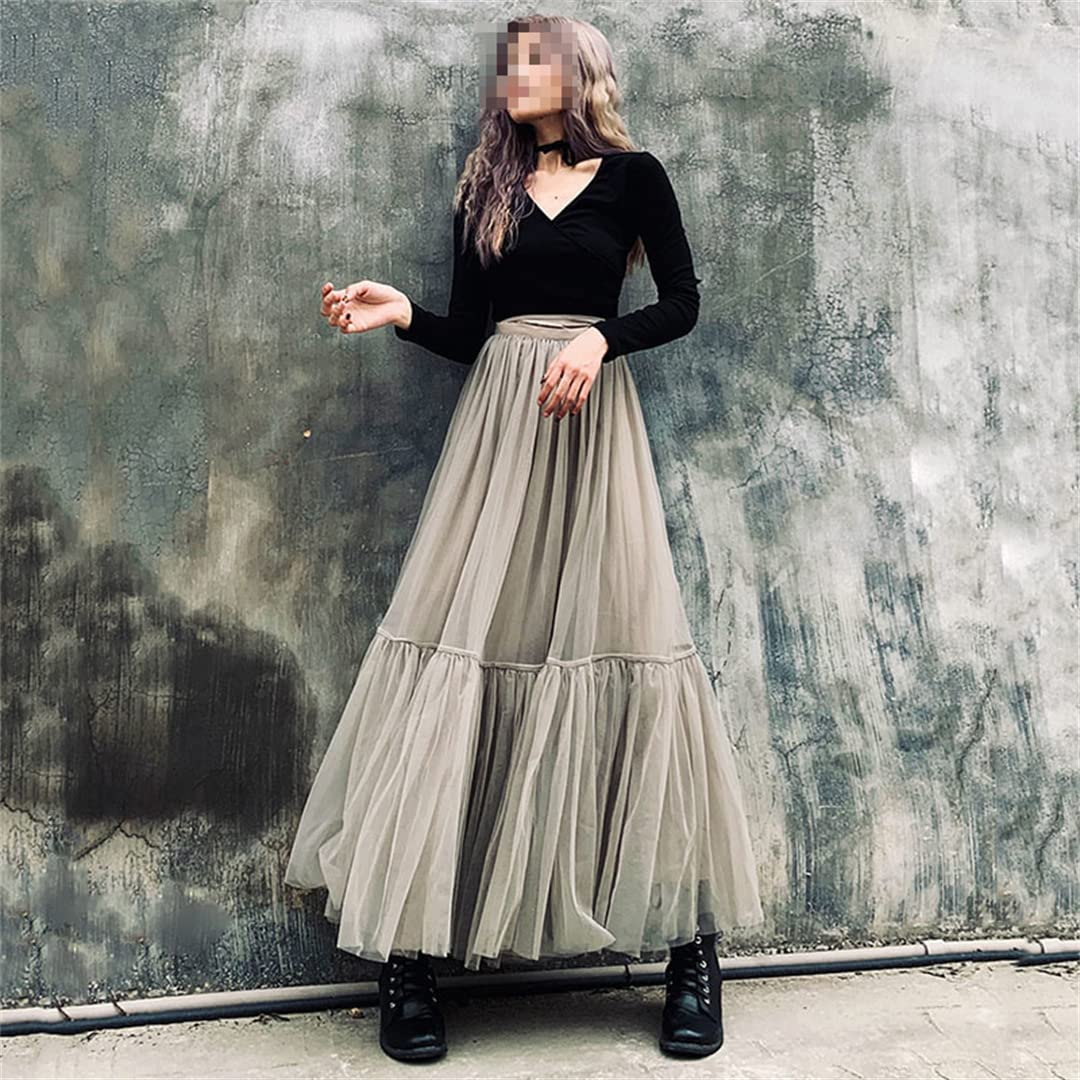 Gonne in Tulle Multistrato per Donna Gonne Larghe a Vita Alta estive Gonne Lunghe a Strati Femminili