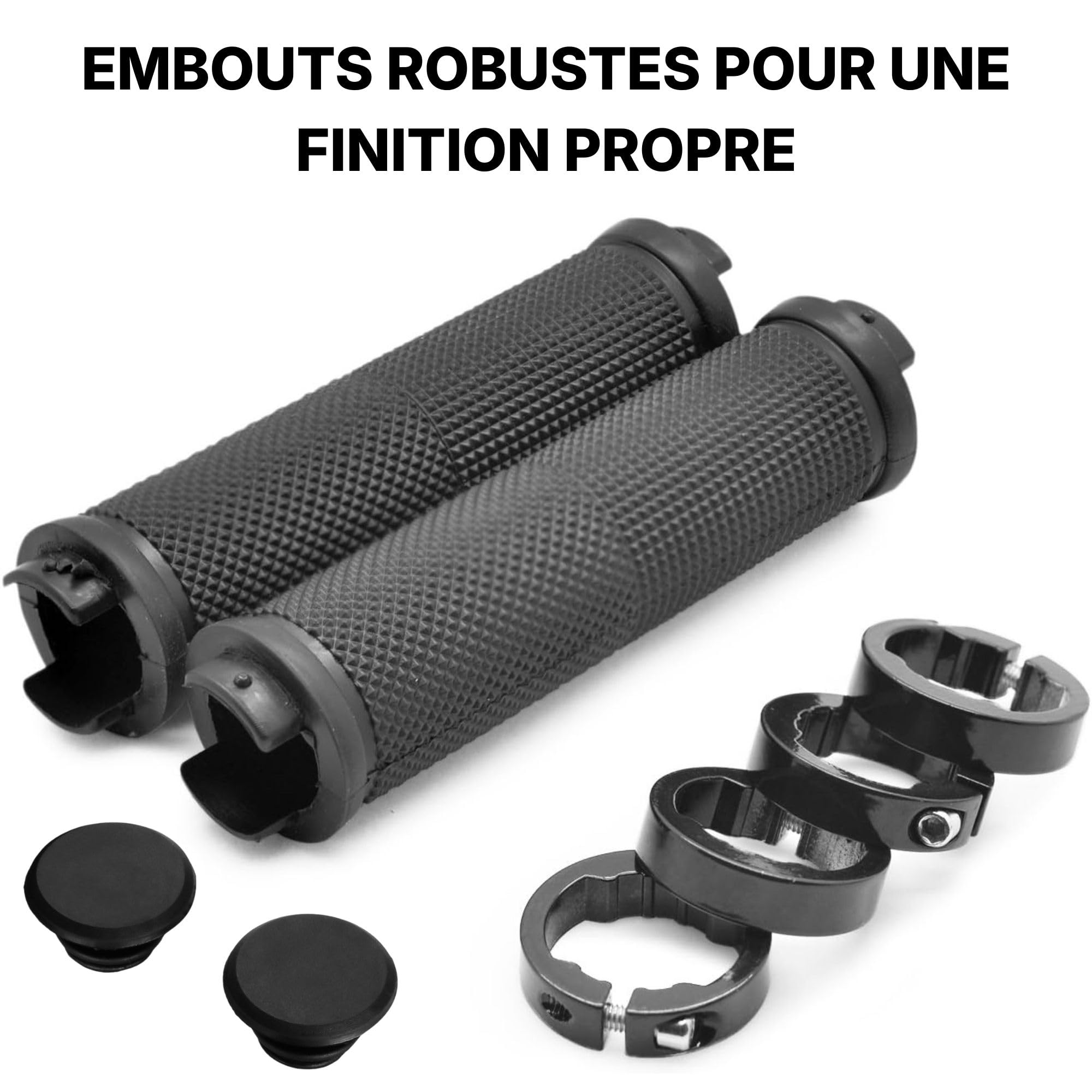 Poignées Guidon Vélo Caoutchouc Antidérapant Avec Verrouillage - Pour VTT, BMX, Scooter, Cruiser Et Plus