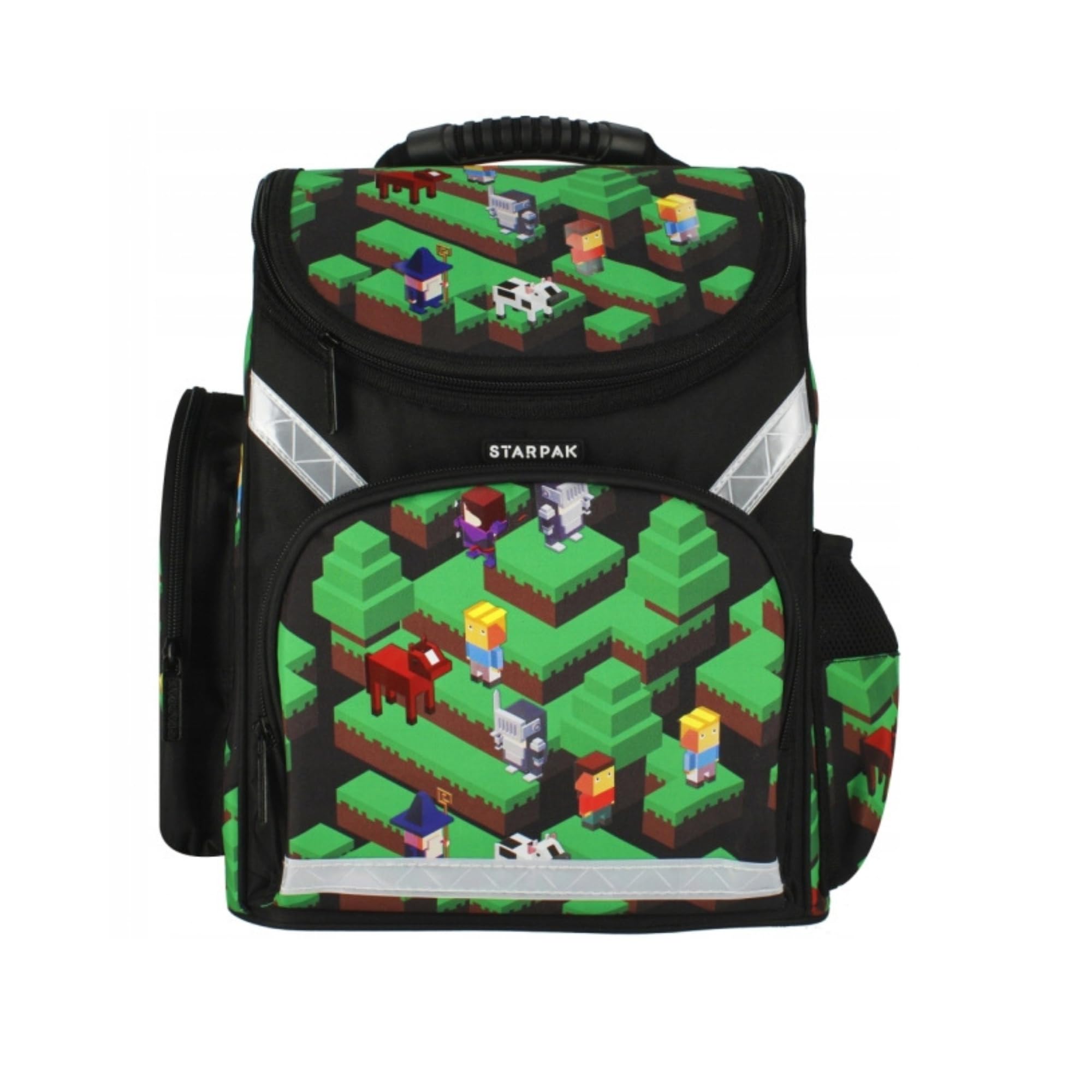 PASO - Schulranzen für Jungen und Mädchen, 4er-Set - Schul-Rucksack für Kinder mit Federmäppchen - Schuhbeutel und Hausaufgabenheft- Game Motiv