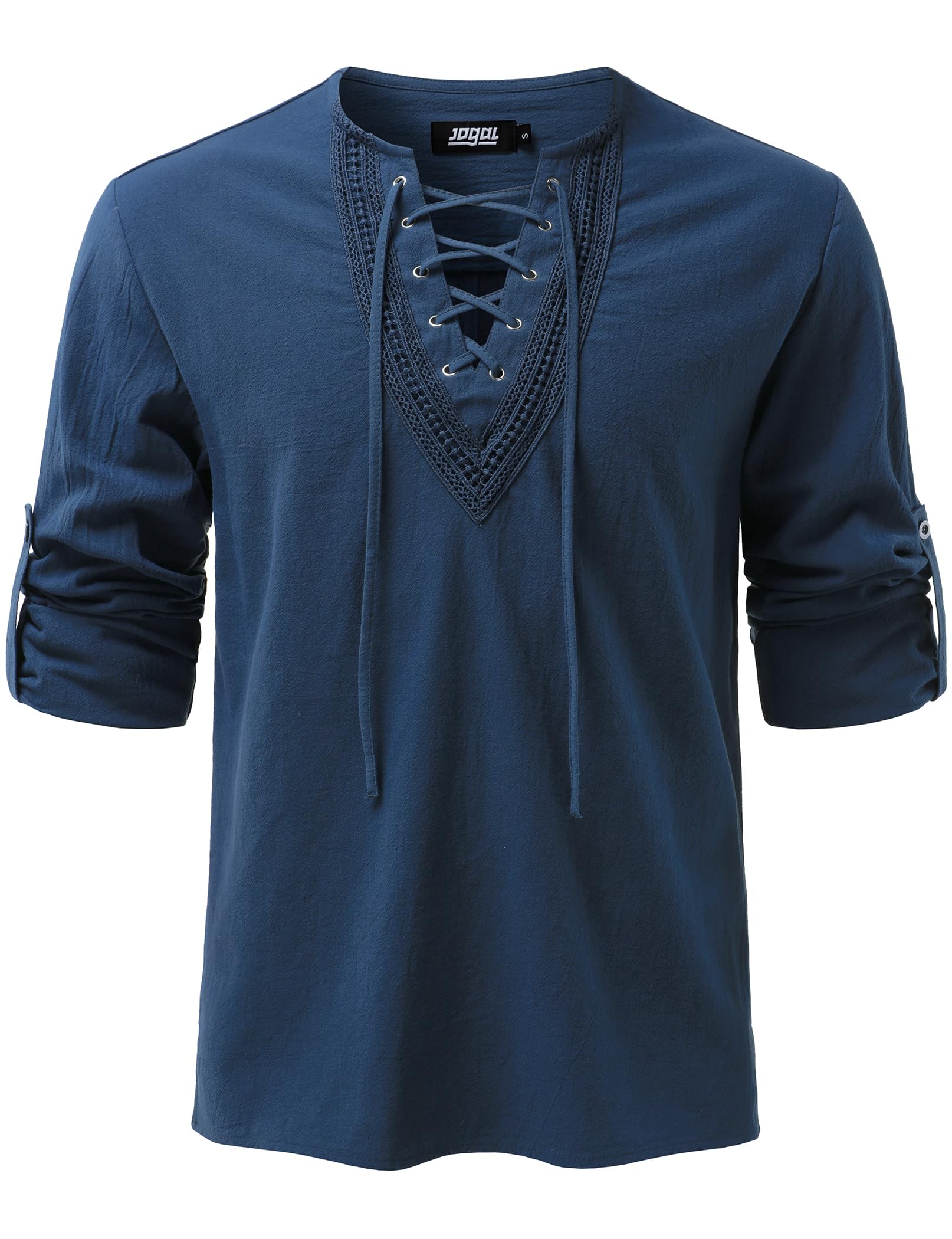 JOGAL Mens Renaissance Shirt Medieval Pirate Viking Halloween Costume