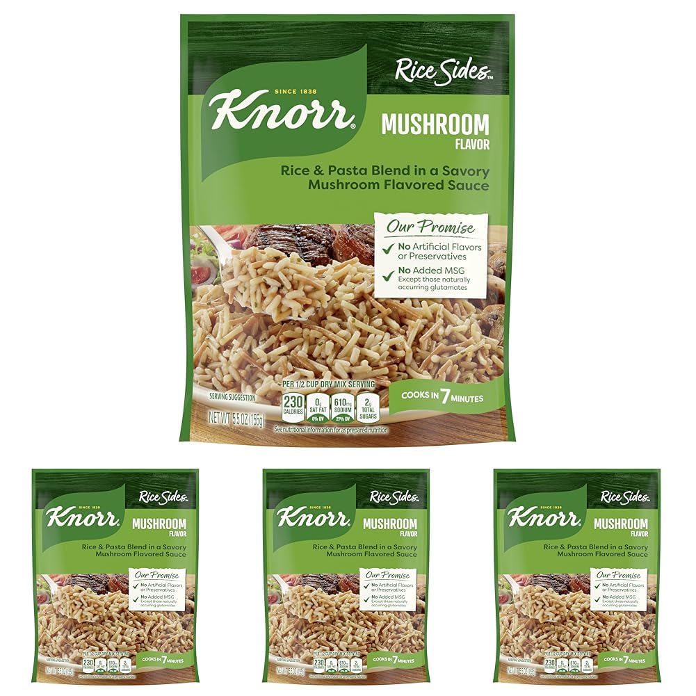 Knorr Rice Sides For a Tasty Rice Side Dish Mushroom No Artificial Flavors, No Preservatives, No Added MSG 5.5 oz (Pack of 4)