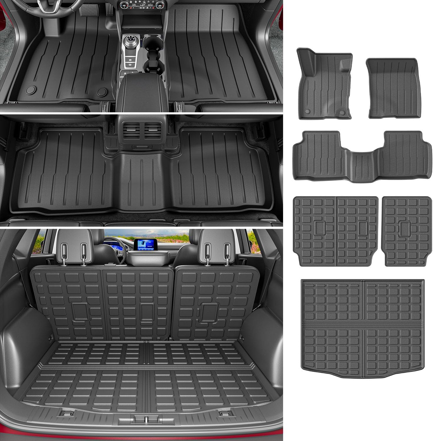 powoq Fuel Floor Mat Compatible with 2020-2026 Ford Escape Cargo Mat TPE All Weather Trunk Mat Liner Replacement for 2020-2026 Ford Escape Accessories