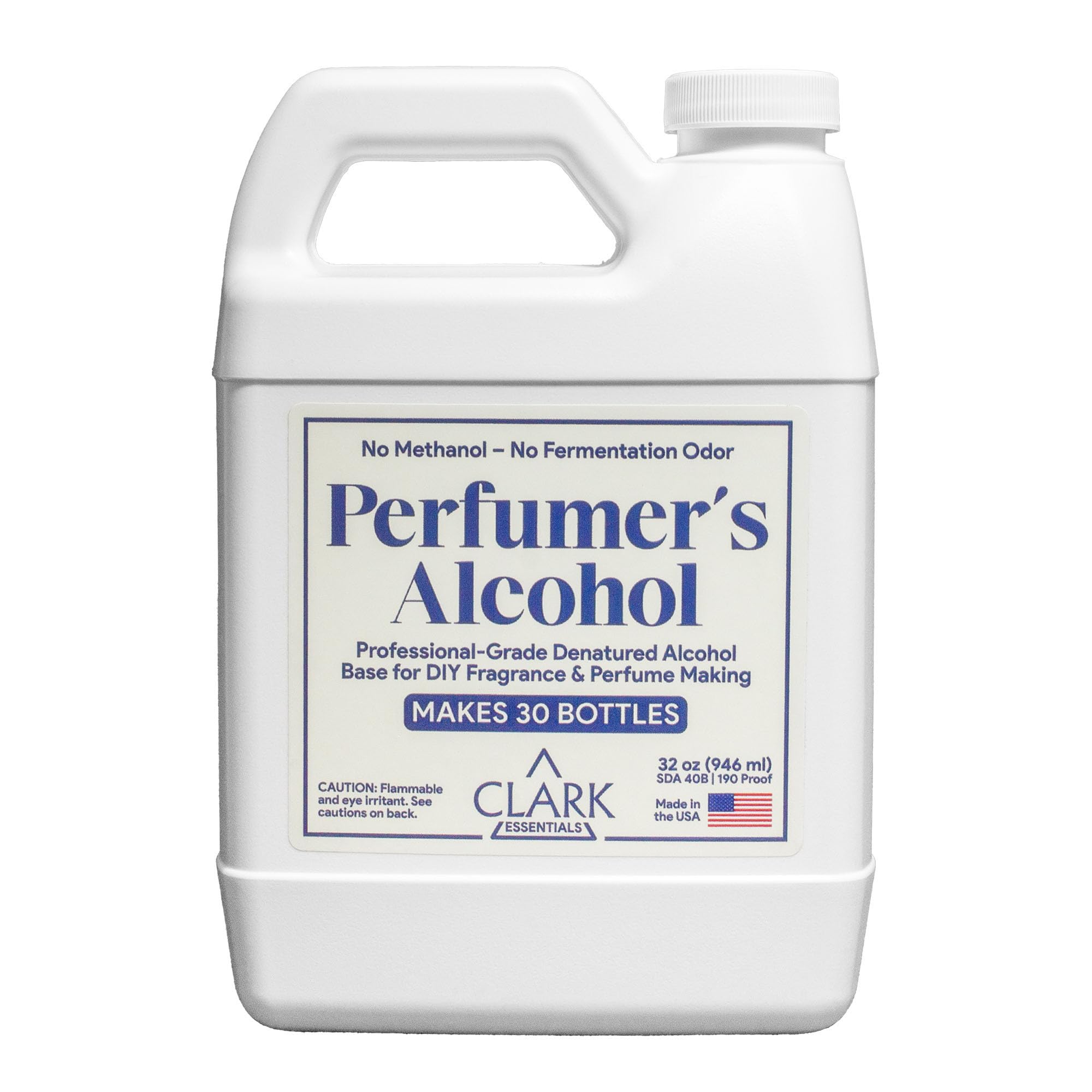 Clark Essential Perfumer's Alcohol 32 oz  Professional-Grade Denatured Alcohol Base for DIY Fragrance & Perfume Making  No Methanol, No Fermentation Odor  SDA 40B Formula