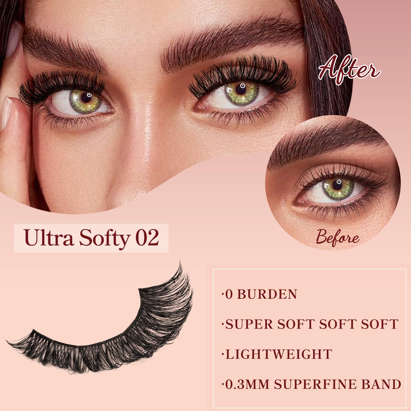 Higu clace Cluster Lashes 96pcs, Lash Clusters D Curl Mix8-18mm, Ultra Softy Eyelashes Fluffy - Image 2