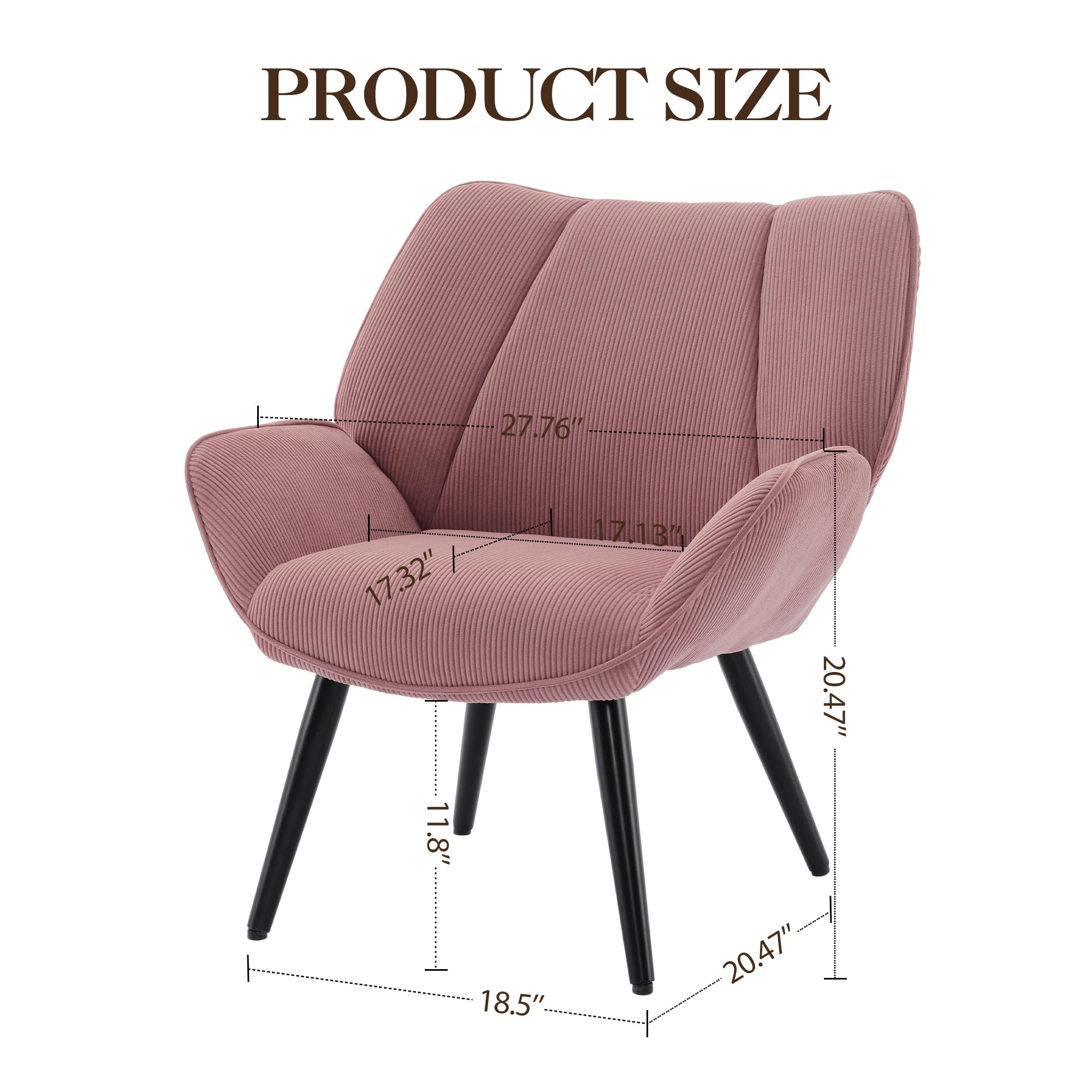 BonHaus Modernas Sillones de suplemento para sala de estar, sillones acolchados con patas metálicas, sillón de lectura relajante para dormitorio, sala de estar y oficina