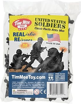 TimMee Plastic Army Men - Black 48pc Toy Soldier Figures - Made in USA