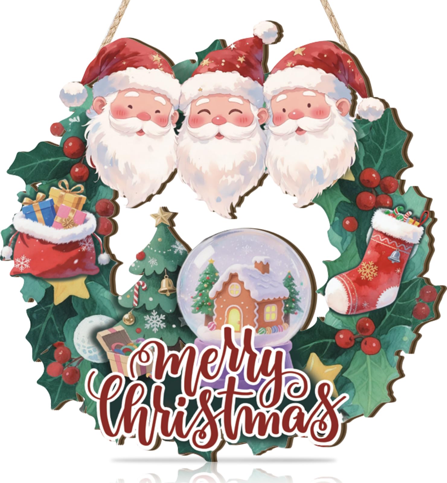 TOARTi Christmas Wood Sign for Outdoor Decoration,Santa Claus is Coming Wall Art,Merry Christmas Porch Decor Farmhouse Welcome Door Sign Hanging for Home Party Indoor Outdoor Wall Decorations