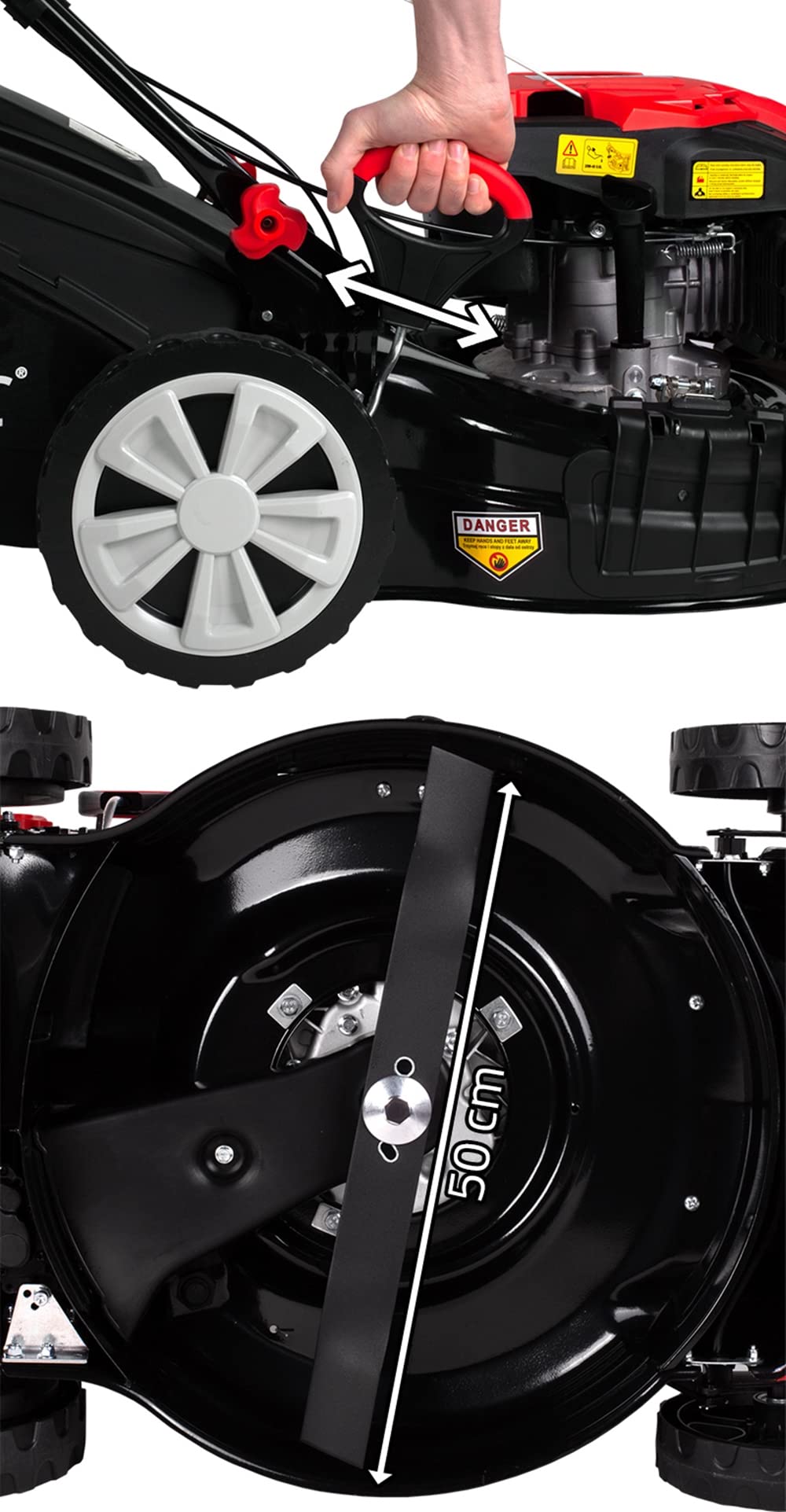 MalTec MasterBlade kosiarka do trawy 17300W Turbo, 60 l, szerokość cięcia 51 cm, 8-stopniowa regulacja wysokości koszenia, do trawników o powierzchni do 2800 m², z pojemnikiem na trawnik